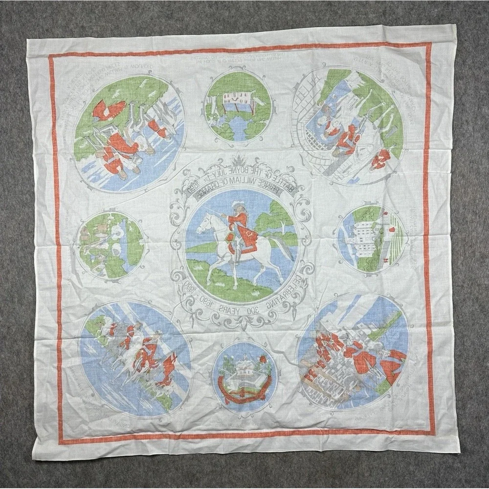 Vintage 1990 Battle of the Boyne Tea Towel William of Orange Irish Linen 33